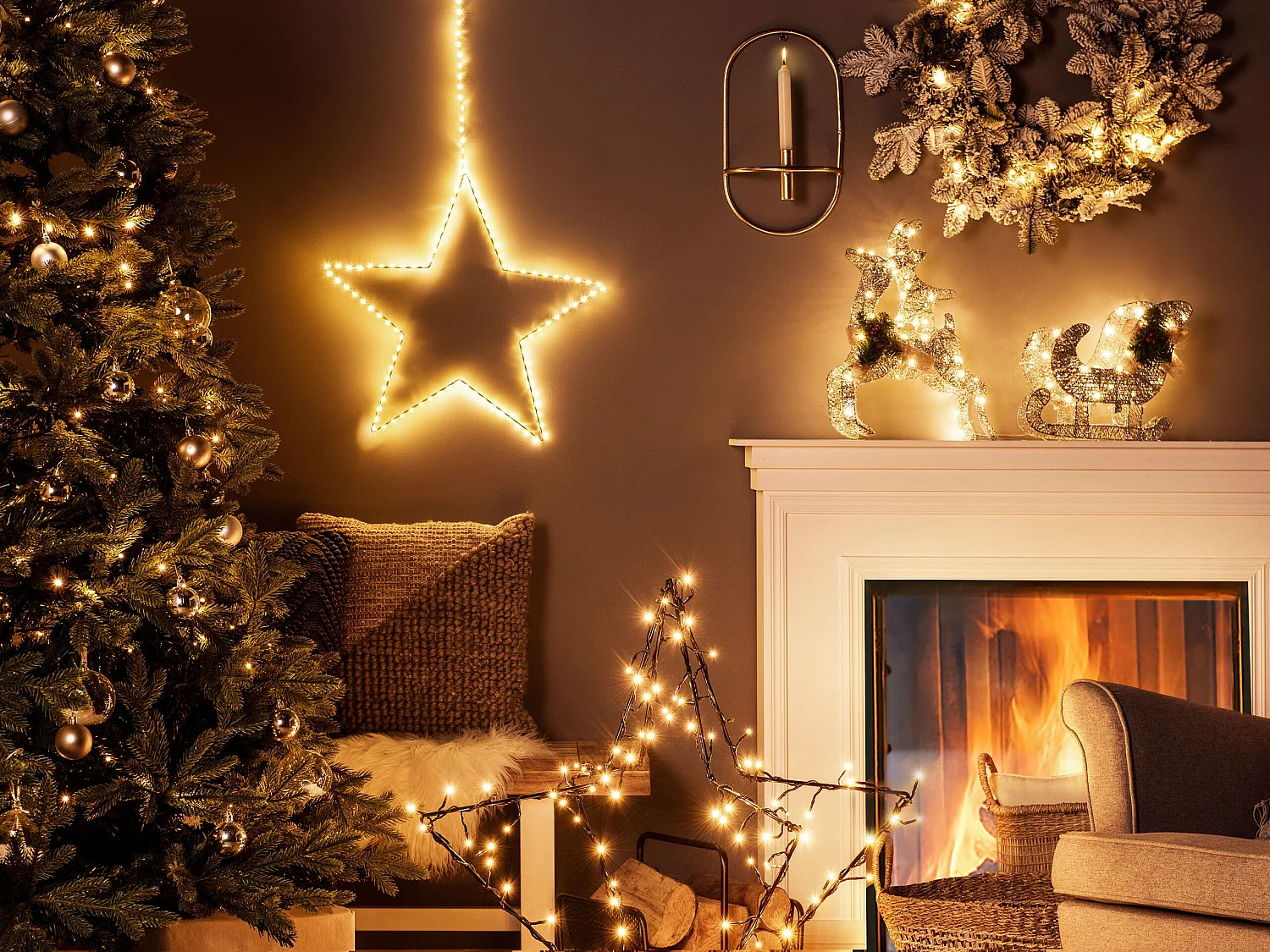 Décoration extérieure LED ENODAK Renne 41 cm Argenté
