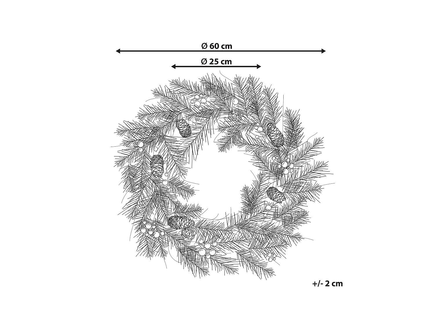 Couronne de Noël LED TENALA Vert 60 cm