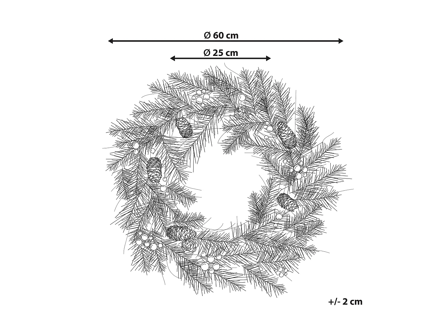 Couronne de Noël LED TENALA Vert 60 cm