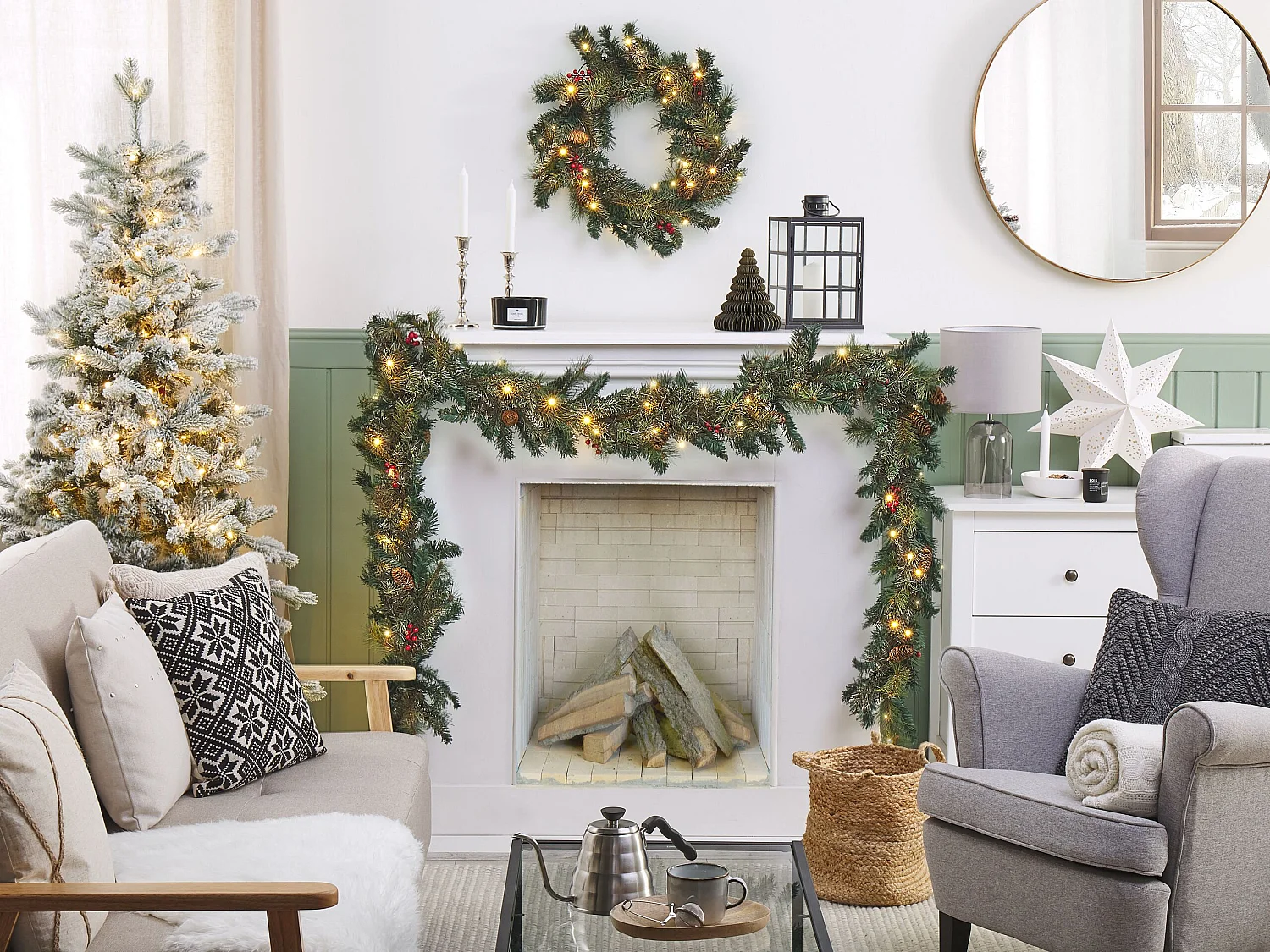 Couronne de Noël LED ⌀ 60 cm vert TENALA