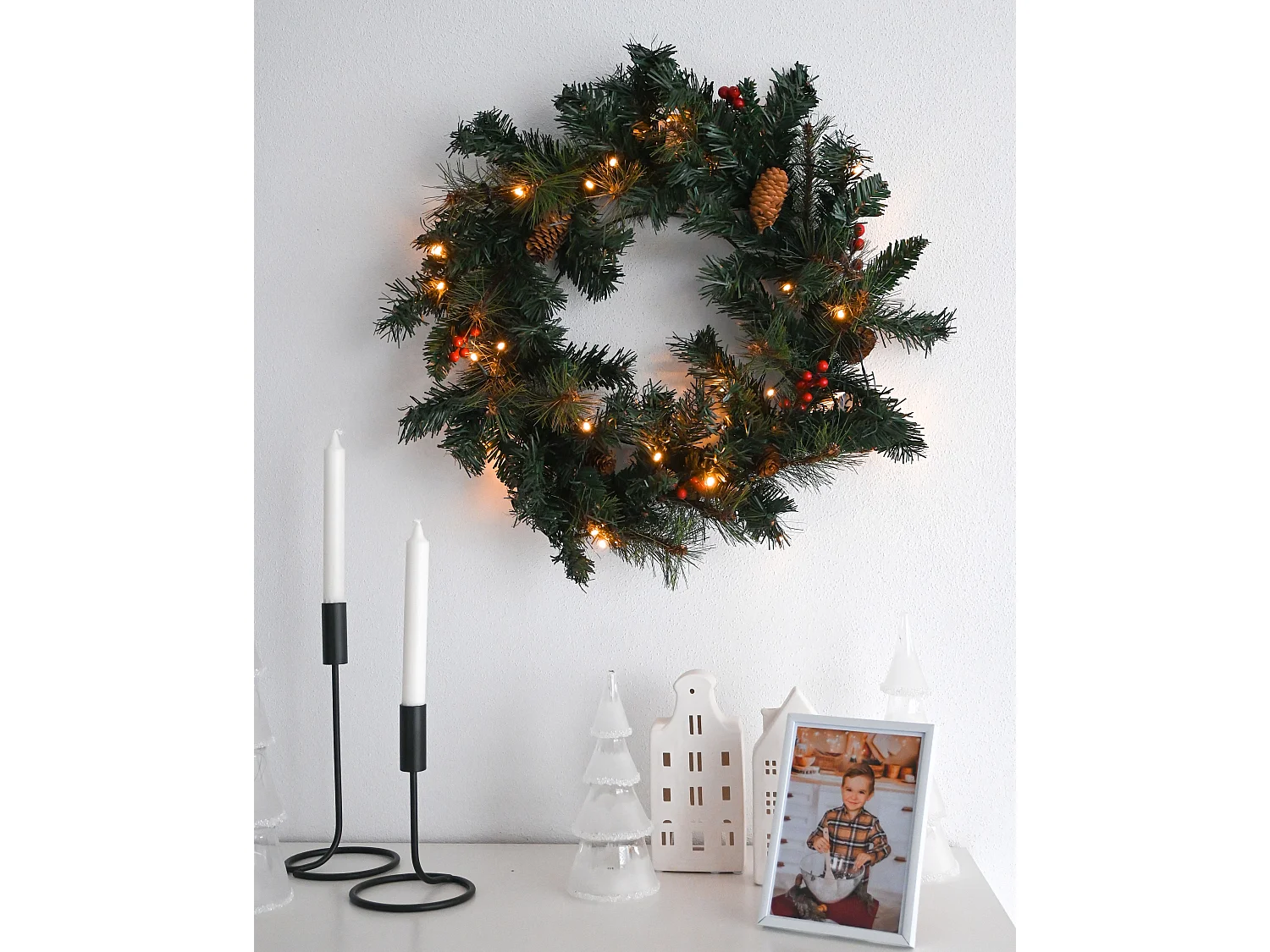 Couronne de Noël LED ⌀ 60 cm vert TENALA