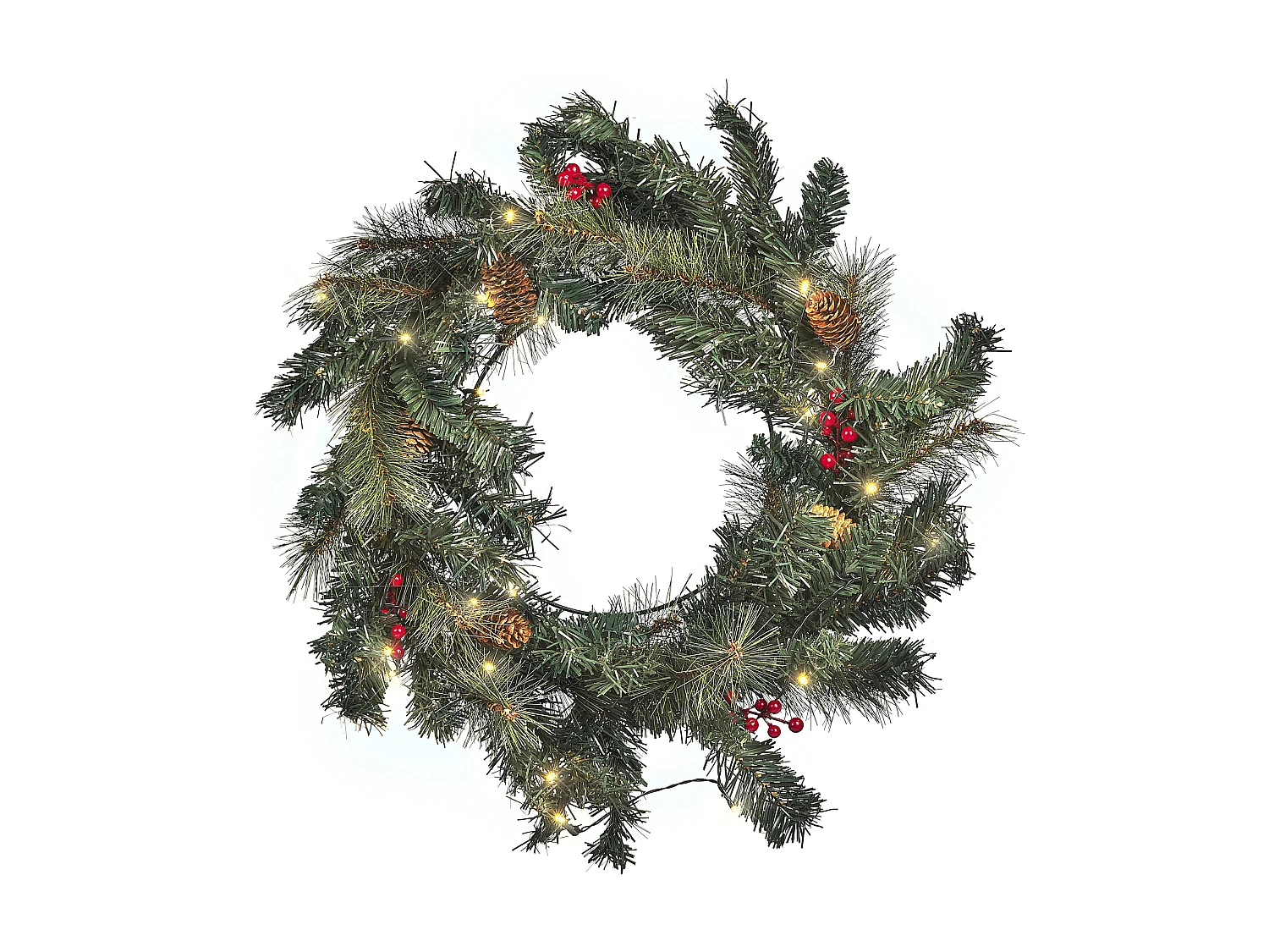 Couronne de Noël LED TENALA Vert 60 cm