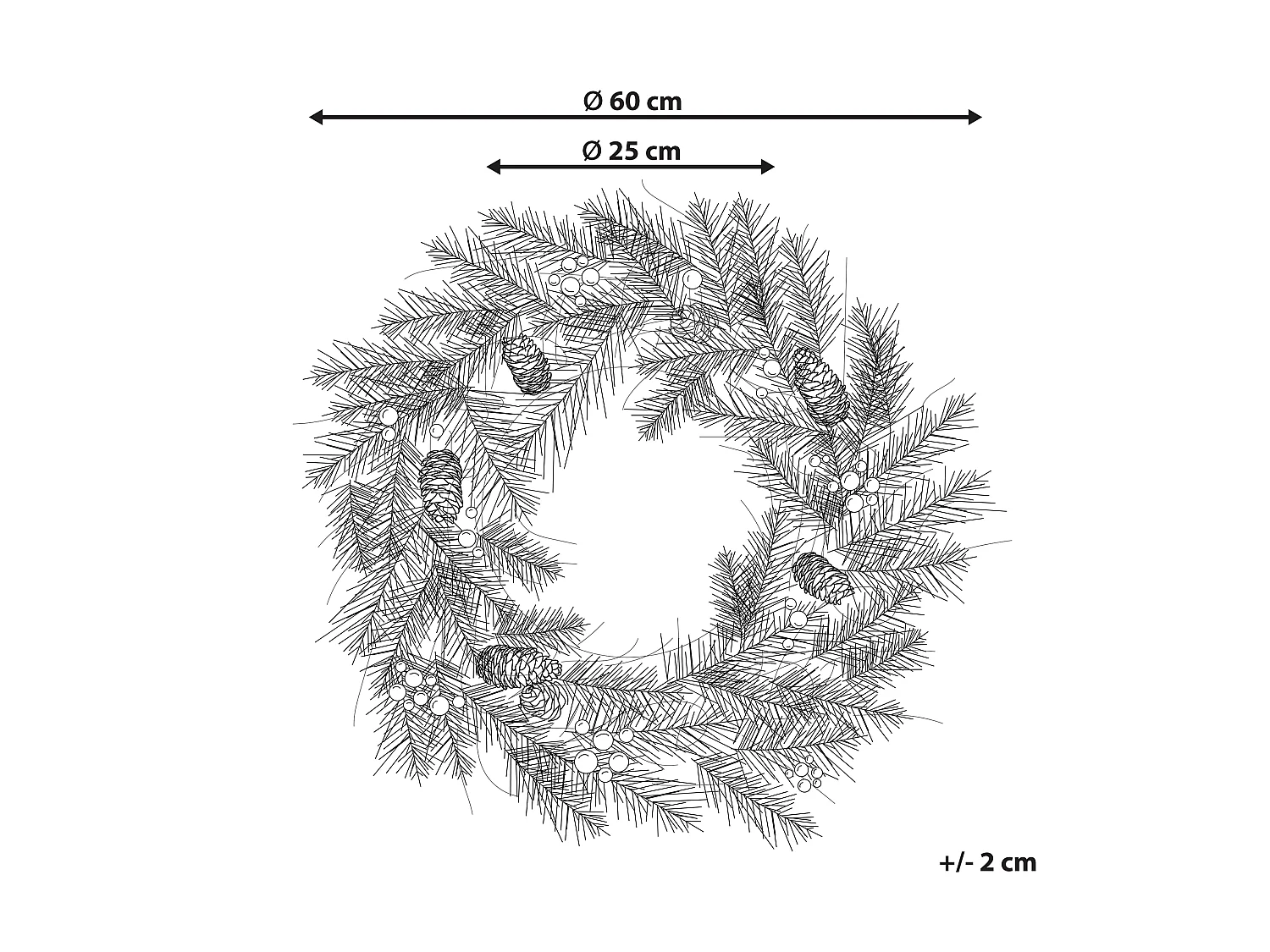 Couronne de Noël LED TENALA Vert 60 cm