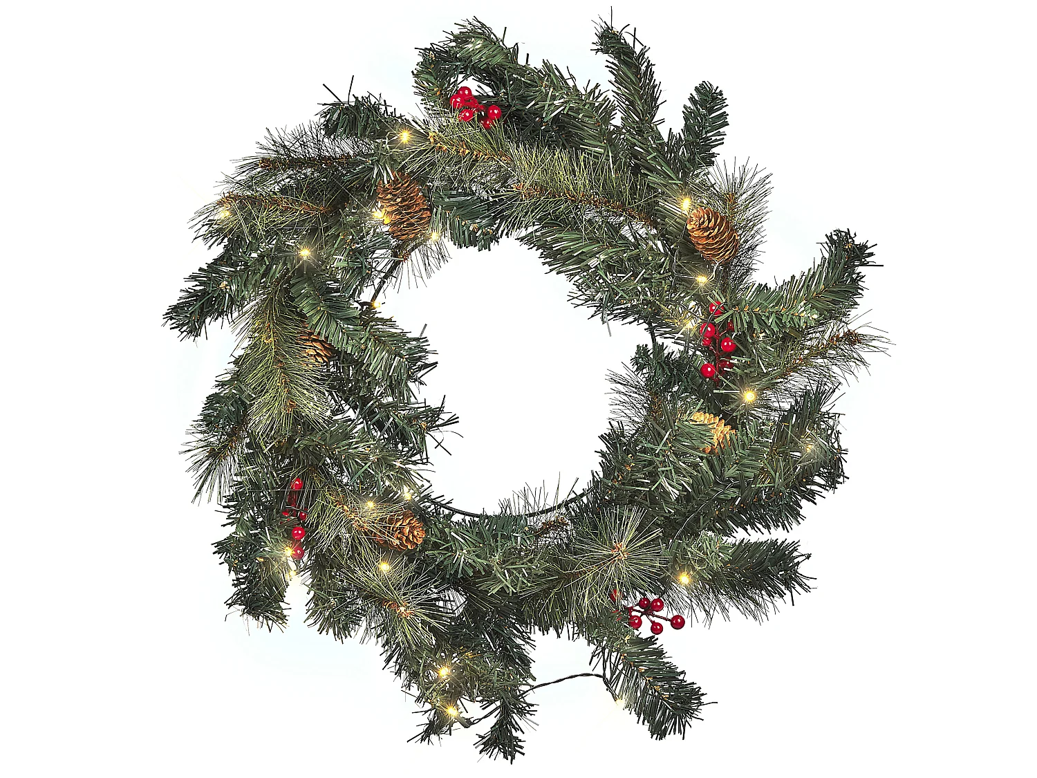 Couronne de Noël LED ⌀ 60 cm vert TENALA