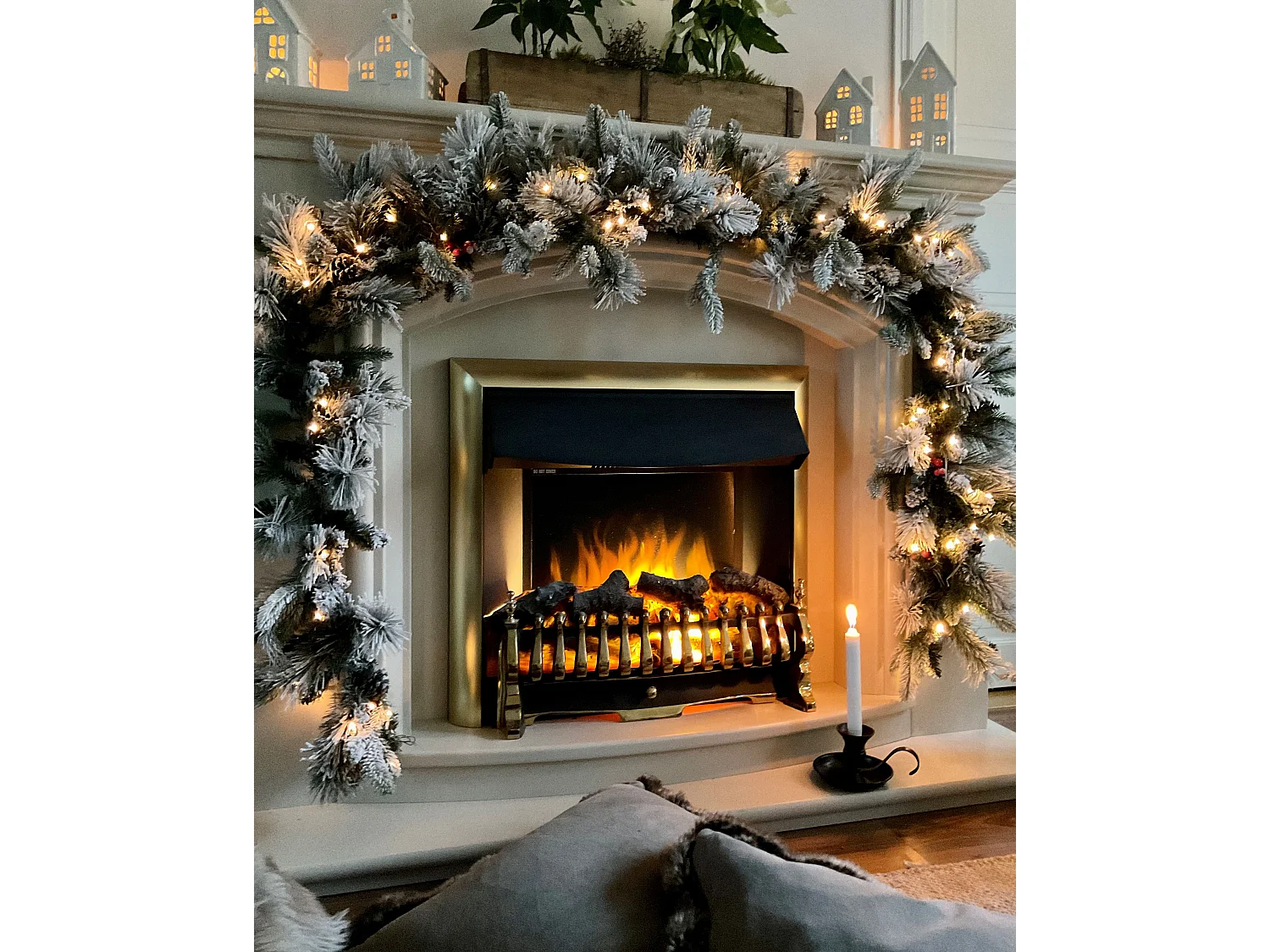 Guirlande de Noël LED effet neige 180 cm blanc WHITEHORN