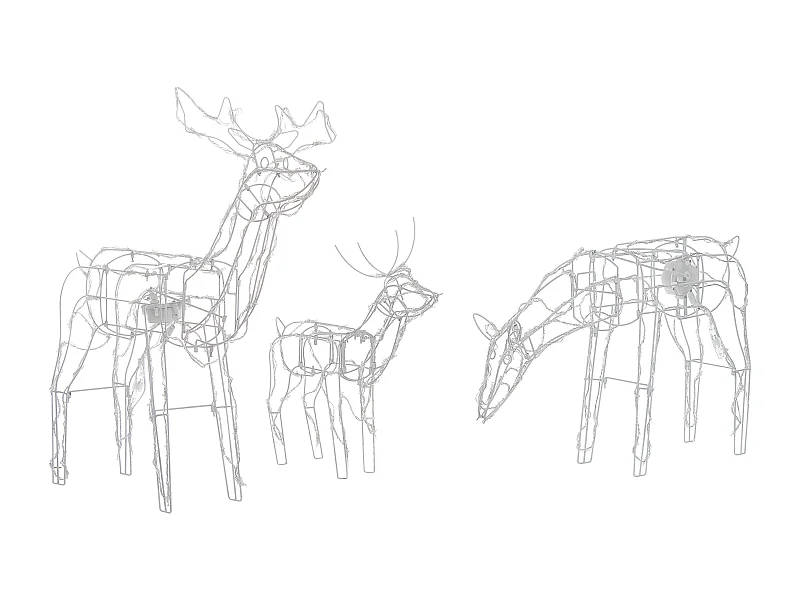 Zestaw 3 dekoracji ogrodowych LED ruchomy renifer 76 cm biały MIKKELI