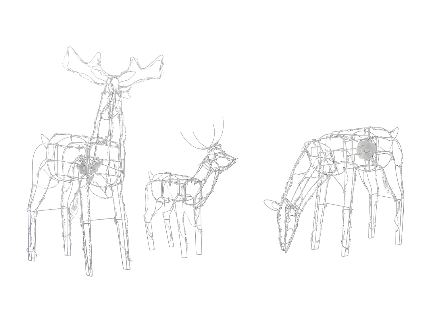 Zestaw 3 dekoracji ogrodowych LED ruchomy renifer 76 cm biały MIKKELI