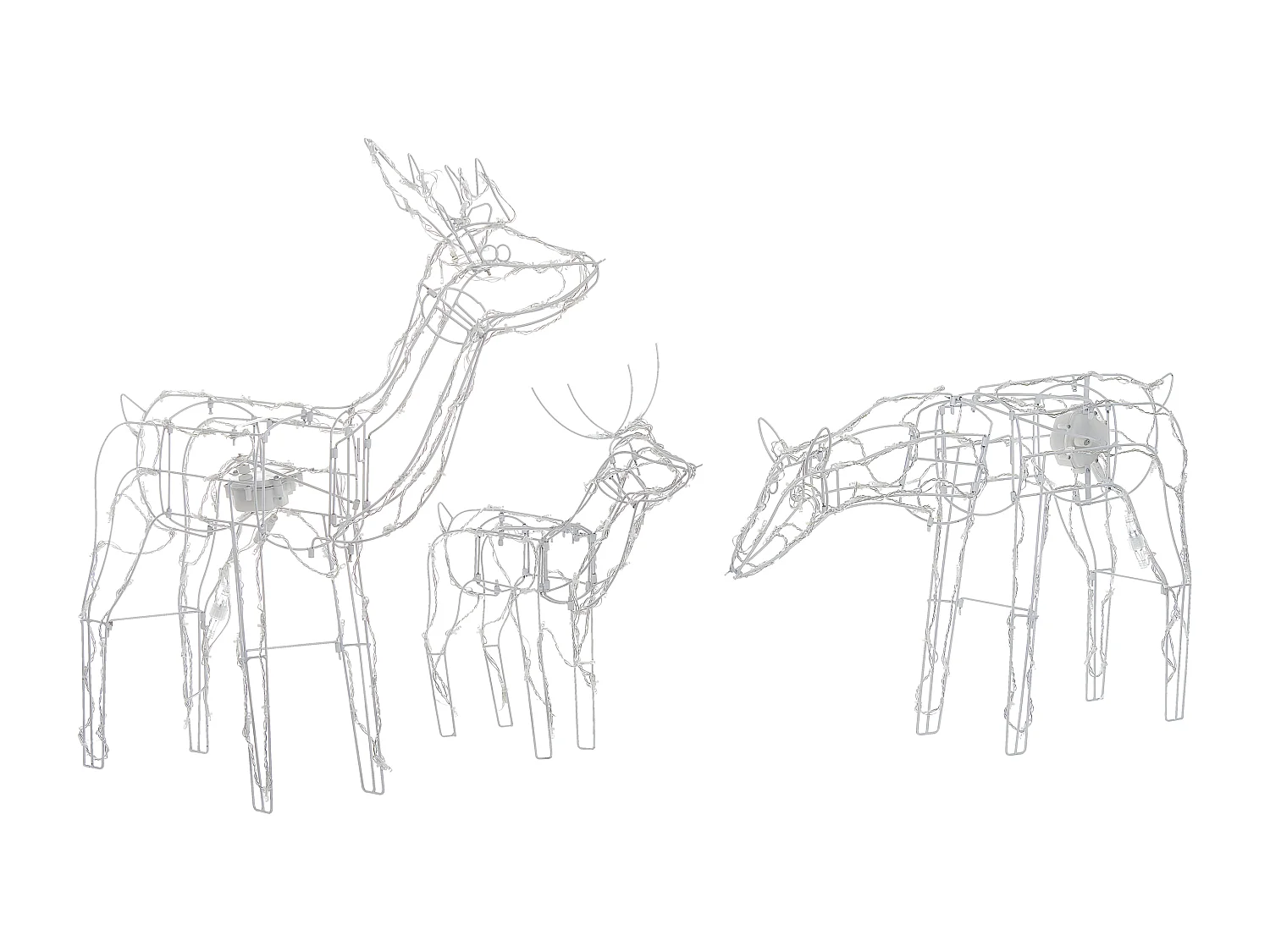 Zestaw 3 dekoracji ogrodowych LED ruchomy renifer 76 cm biały MIKKELI