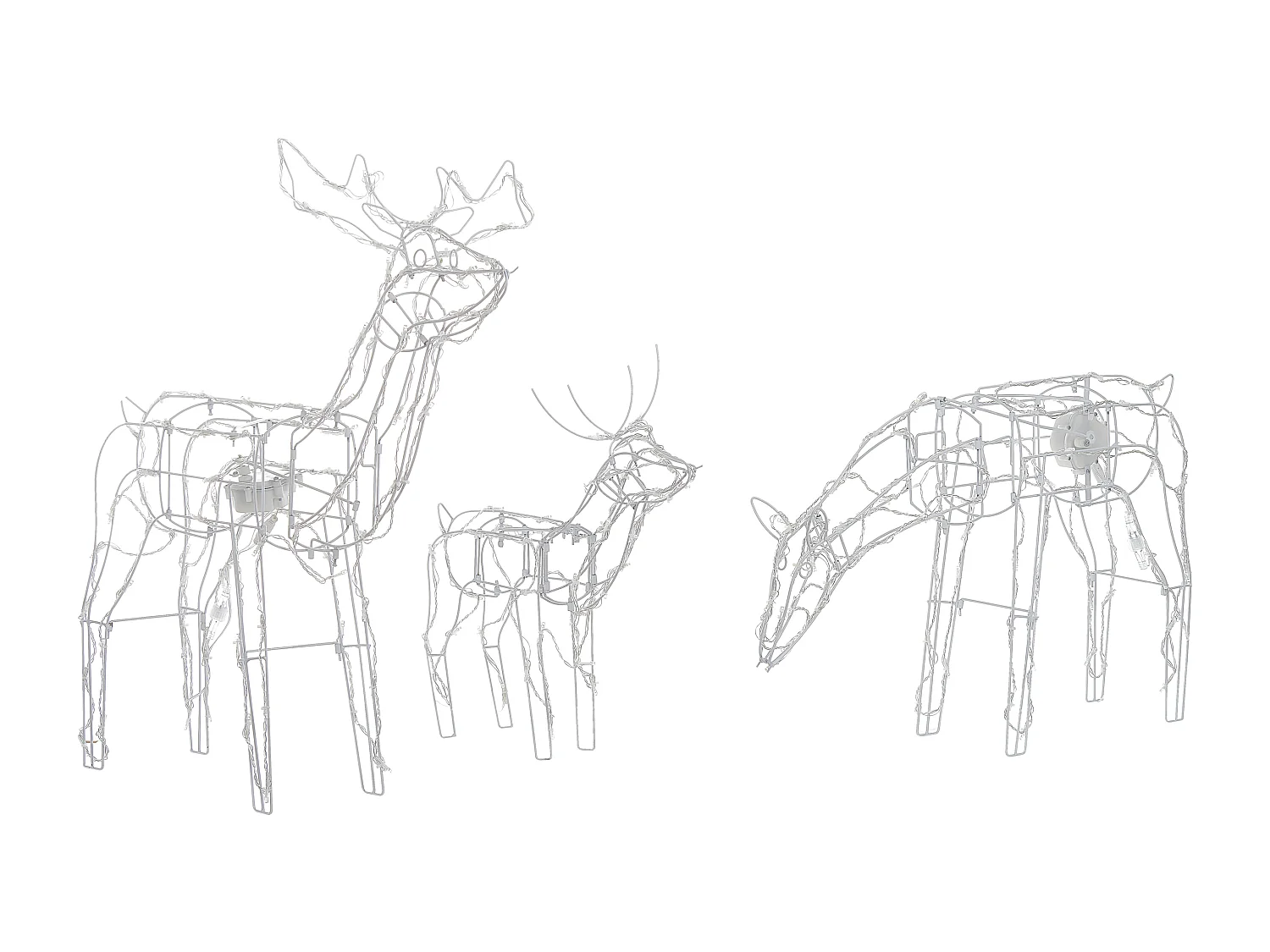 Outdoor Weihnachtsbeleuchtung LED Metall Renntiere Stromanschluss weiß Mikkeli