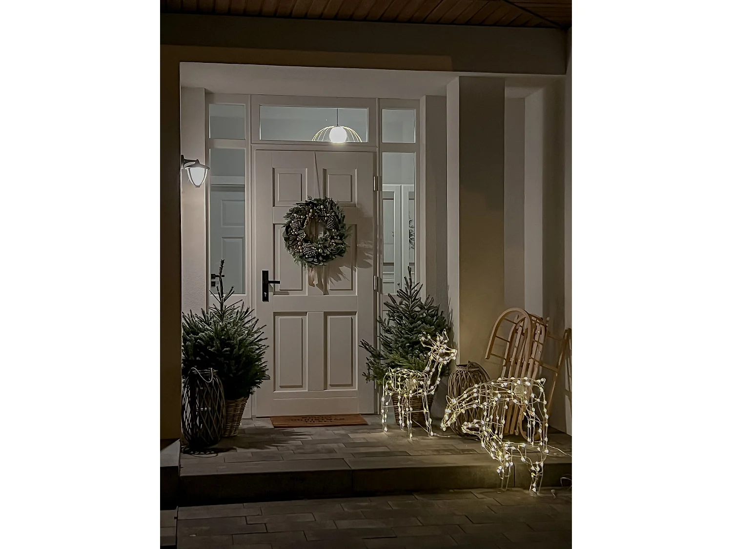 Lot de 3 décorations LED rennes animés 76 cm blanc MIKKELI