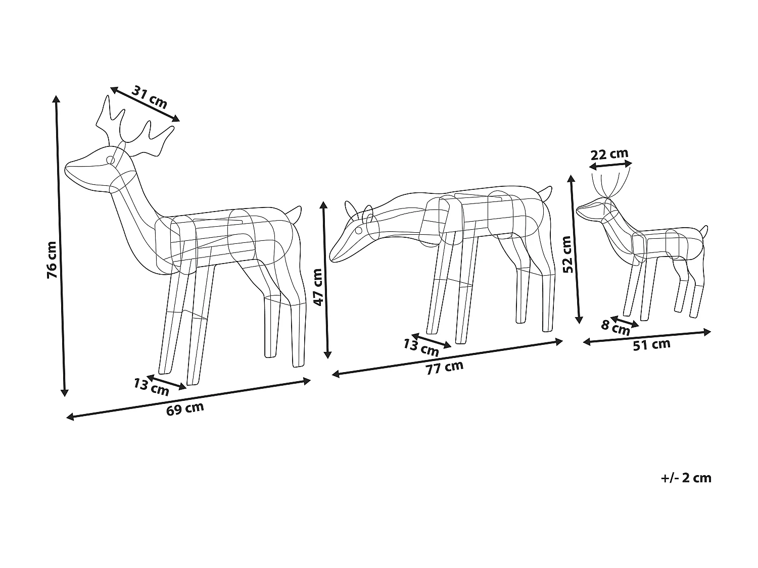 Décoration extérieure LED MIKKELI Renne animé 76/47/52 cm Blanc