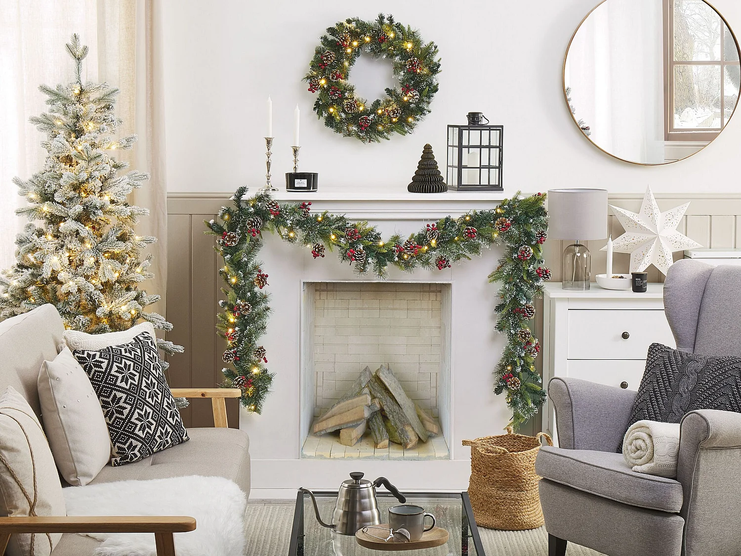 Couronne de Noël LED ⌀ 60 cm vert PAIMIO