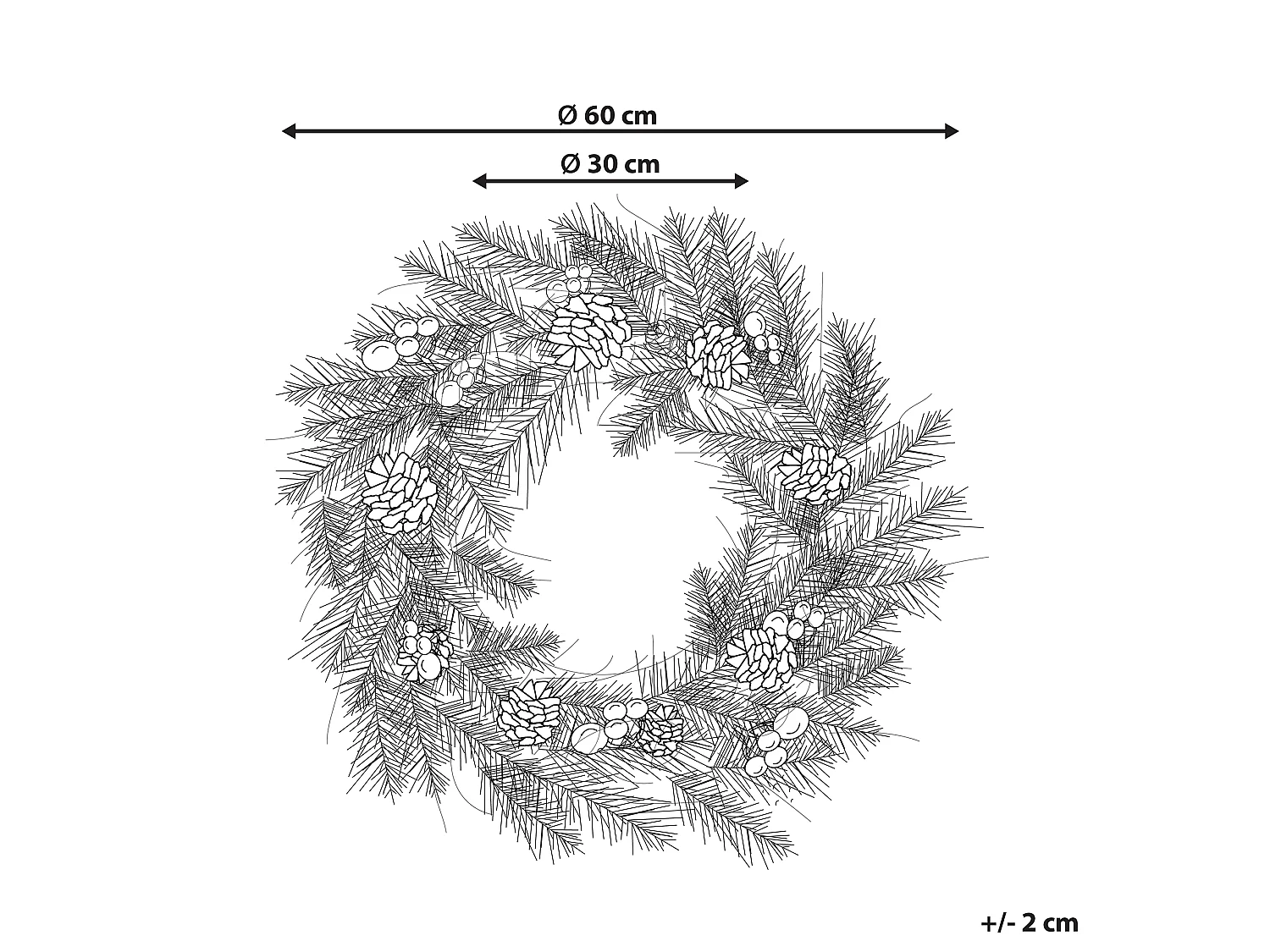 Couronne de Noël LED ⌀ 60 cm vert PAIMIO