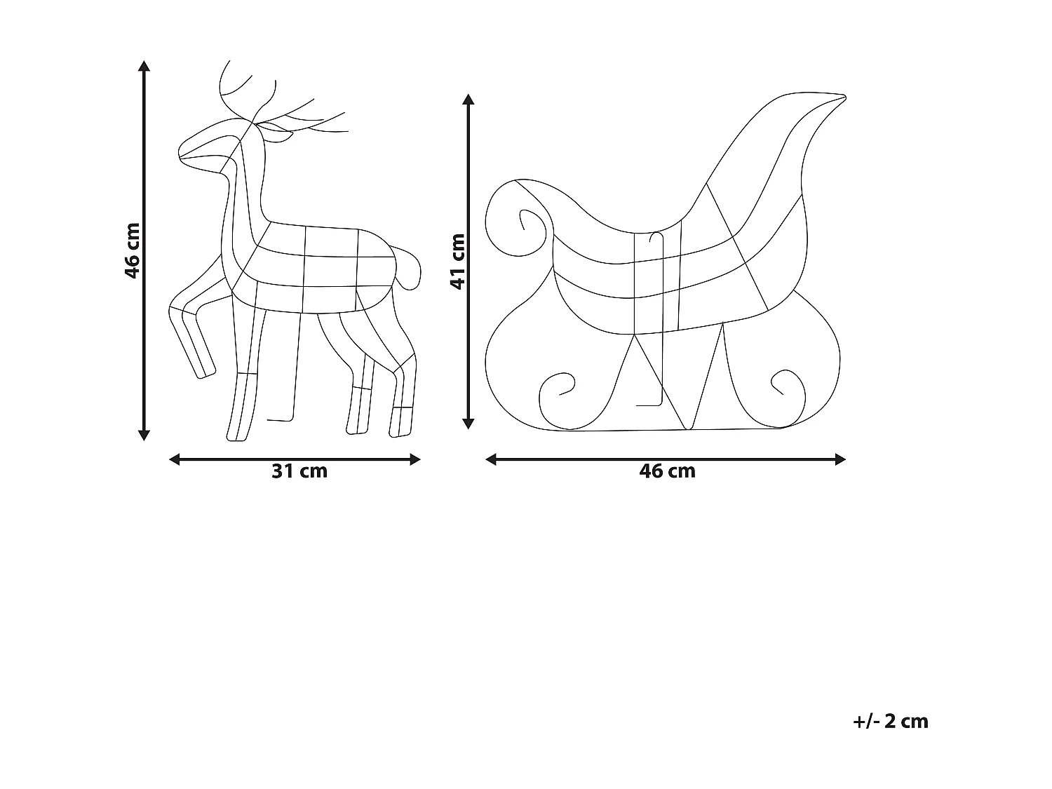 Dekoracja ogrodowa LED renifer z saniami 46 cm srebrna SAIJA