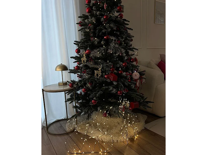 Décoration LED traîneau et renne argenté 46 cm SAIJA