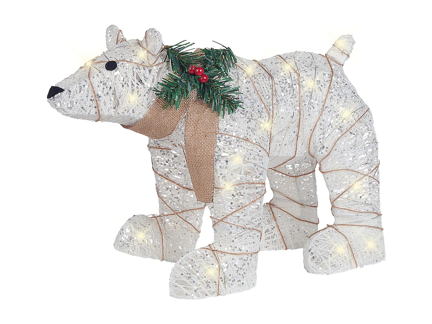 Dekoracja ogrodowa LED niedźwiedź 34 cm biały SIVULA
