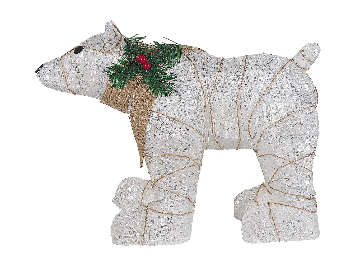 Dekoracja ogrodowa LED niedźwiedź 34 cm biały SIVULA