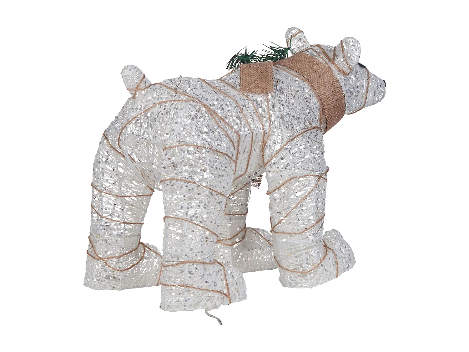 Dekoracja ogrodowa LED niedźwiedź 34 cm biały SIVULA
