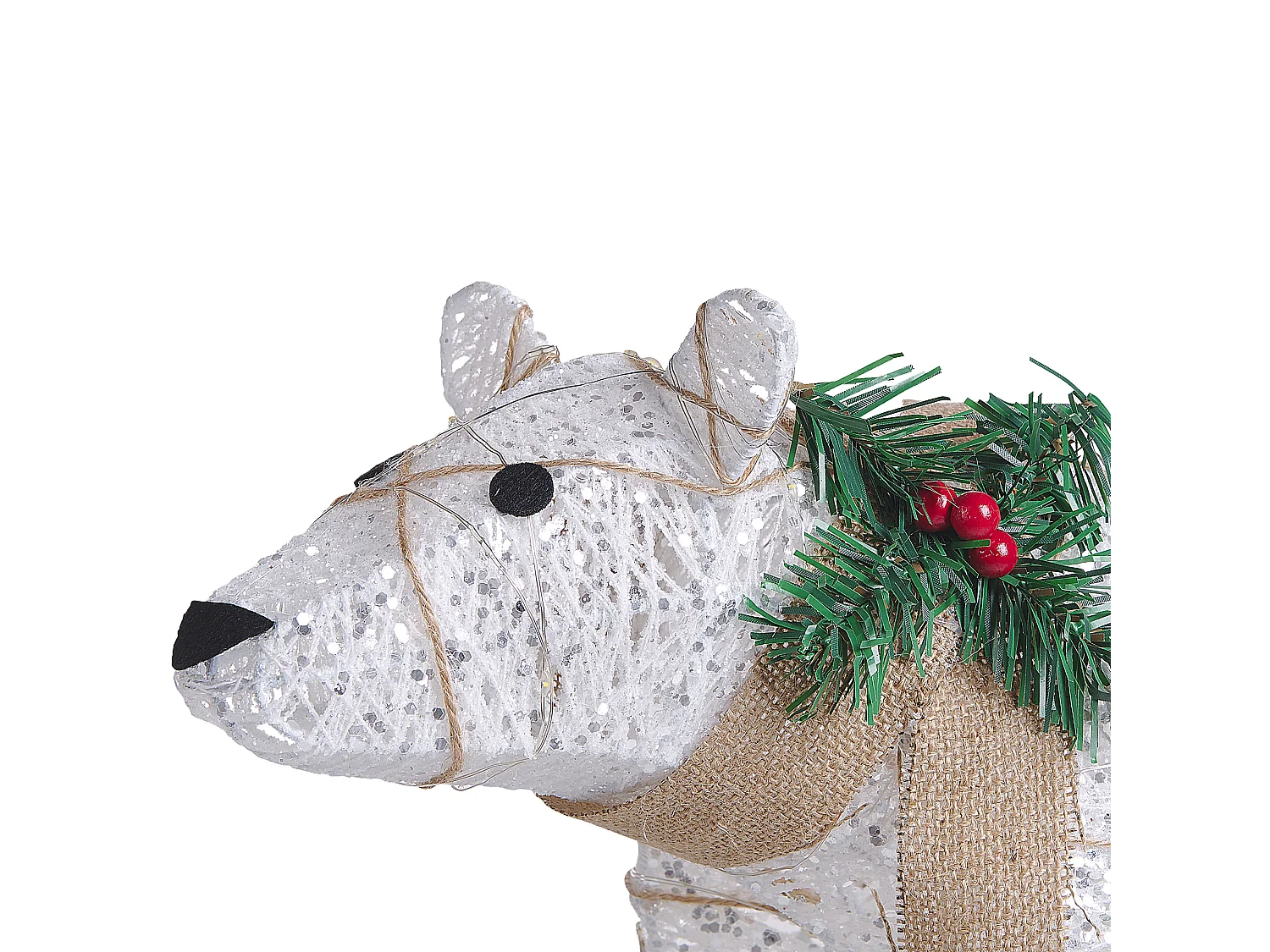 Dekoracja ogrodowa LED niedźwiedź 34 cm biały SIVULA