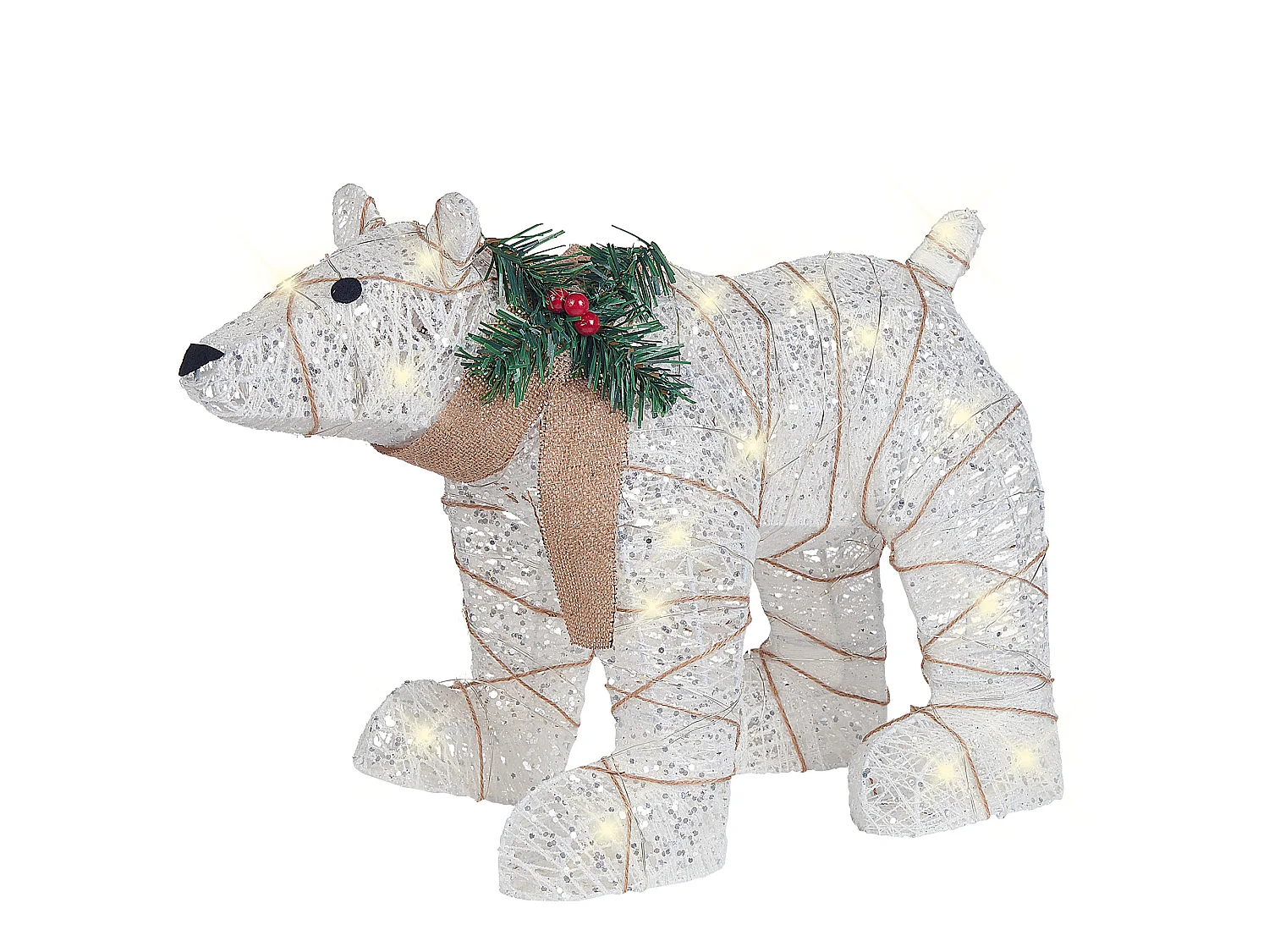 Décoration LED ours polaire pour extérieur 34 cm blanc SIVULA