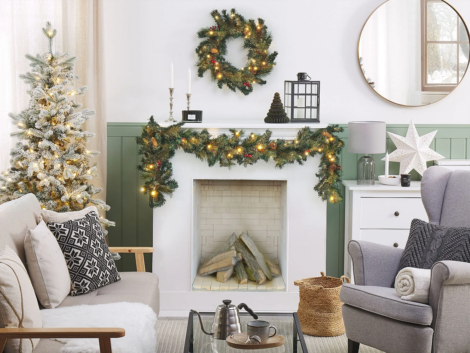 Guirlande de Noël LED 180 cm vert TENALA