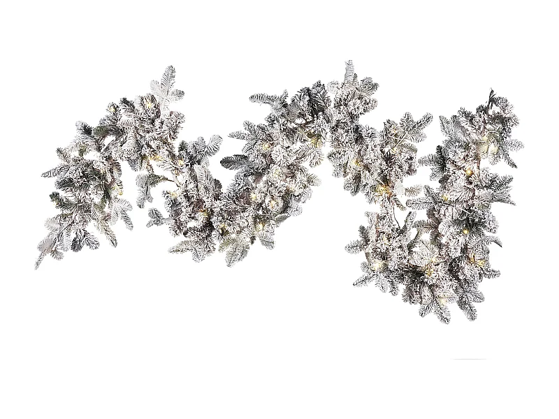 Weihnachtsgirlande weiss mit LED-Beleuchtung Schnee bedeckt 180 cm SUNDO