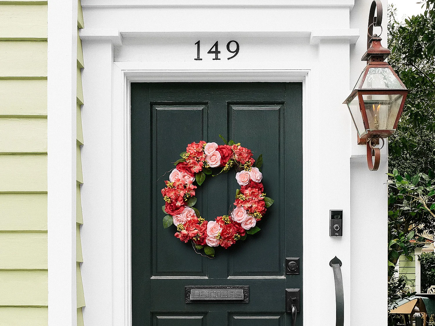 Couronne décorative ø 50 cm rouge et rose AGULO