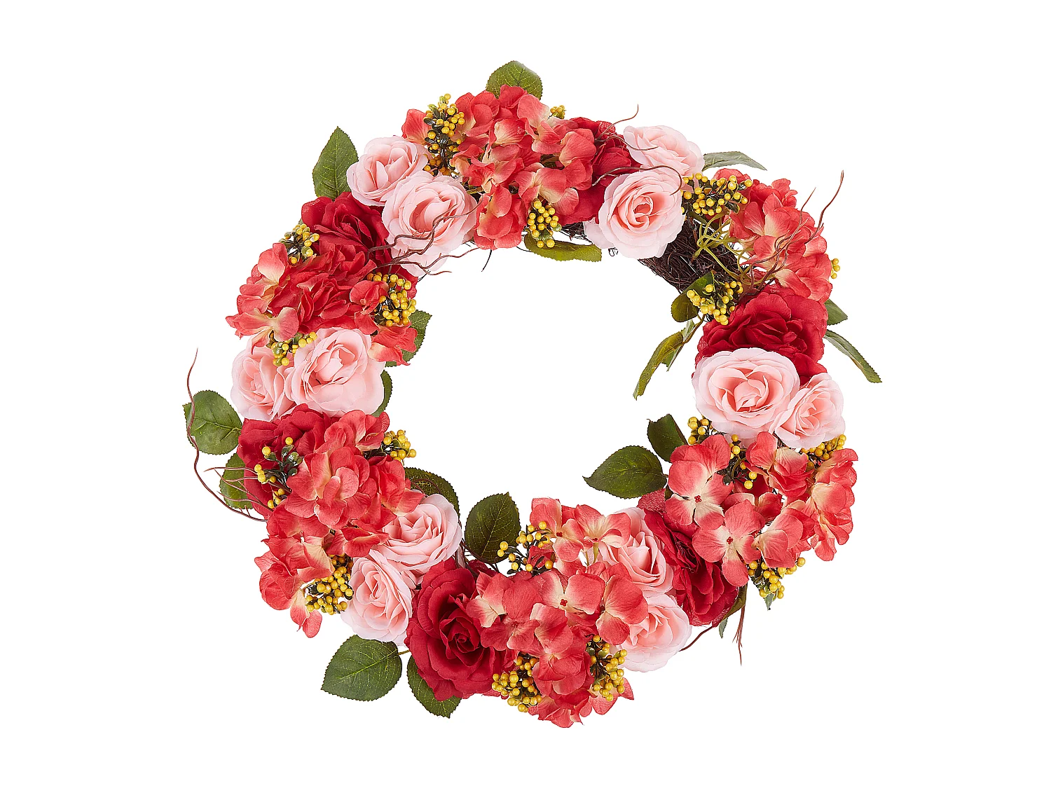 Couronne décorative ø 50 cm rouge et rose AGULO