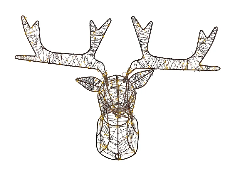 Outdoor Weihnachtsbeleuchtung LED Eisen Rentierkopf mit Kabel schwarz Nellim