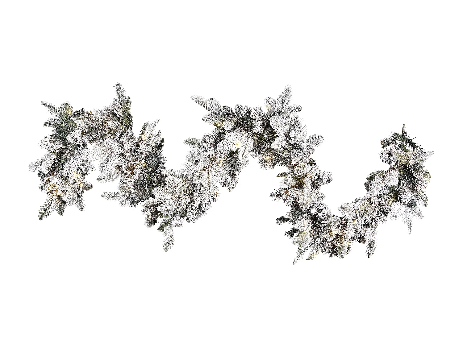 Weihnachtsgirlande weiss mit LED-Beleuchtung Schnee bedeckt 270 cm SUNDO