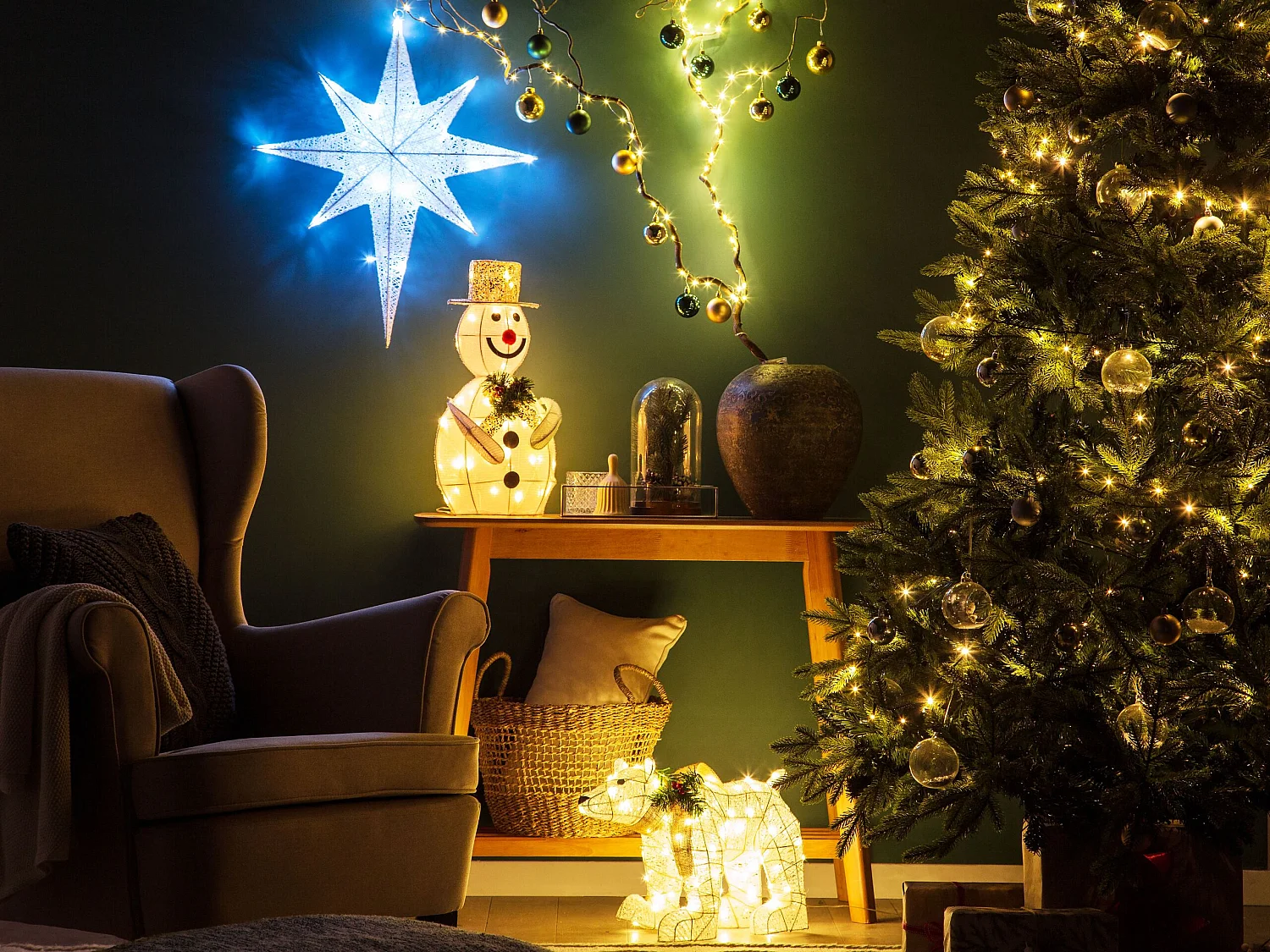 Décoration extérieure LED bonhomme de neige 50 cm blanc KUMPU