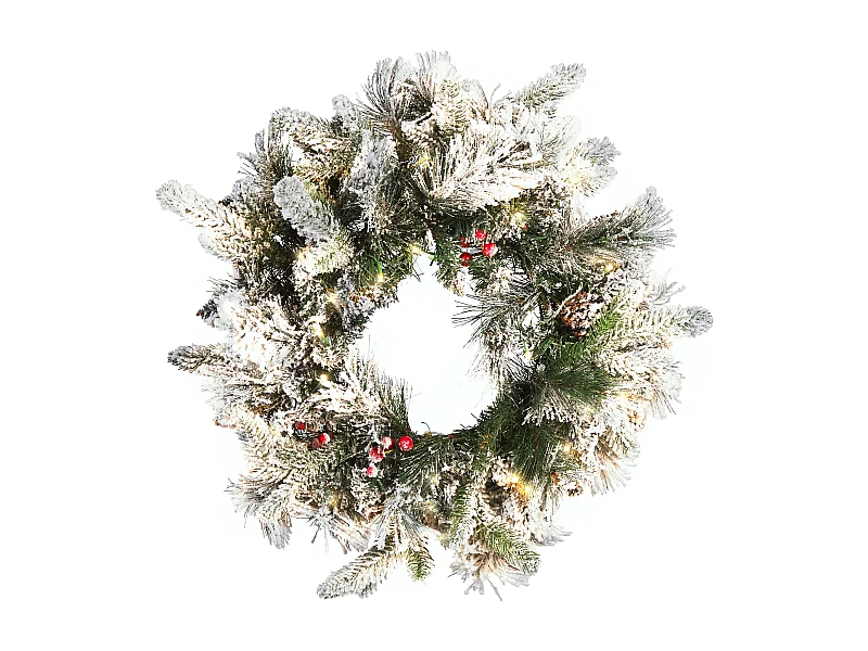 Couronne de Noël enneigée LED WHITEHORN Blanc 55 cm