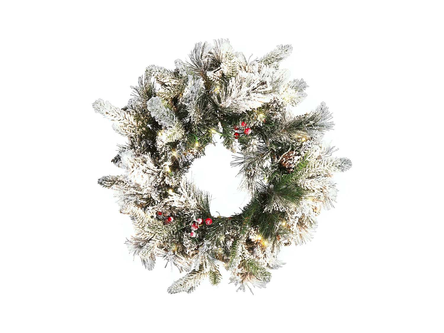 Couronne de Noël enneigée LED WHITEHORN Blanc 55 cm