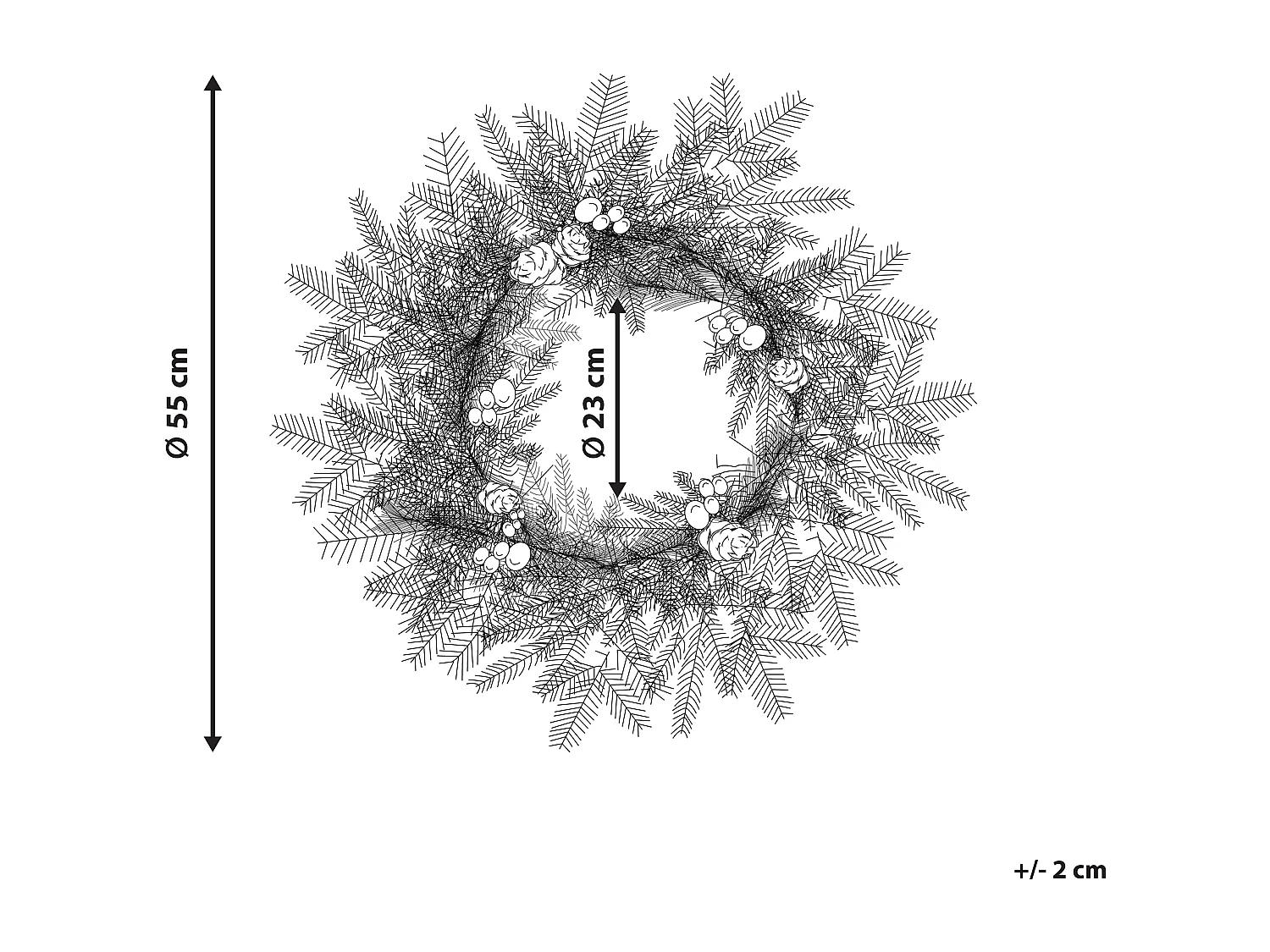 Couronne de Noël enneigée LED WHITEHORN Blanc 55 cm