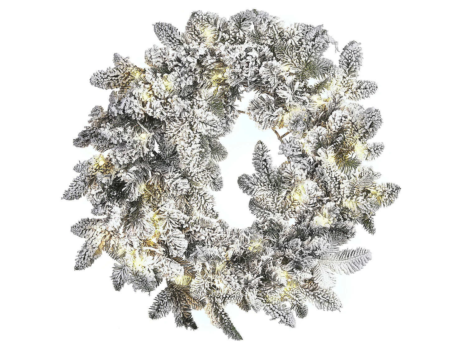 Couronne de Noël LED effet neige ⌀ 70 cm blanc SUNDO