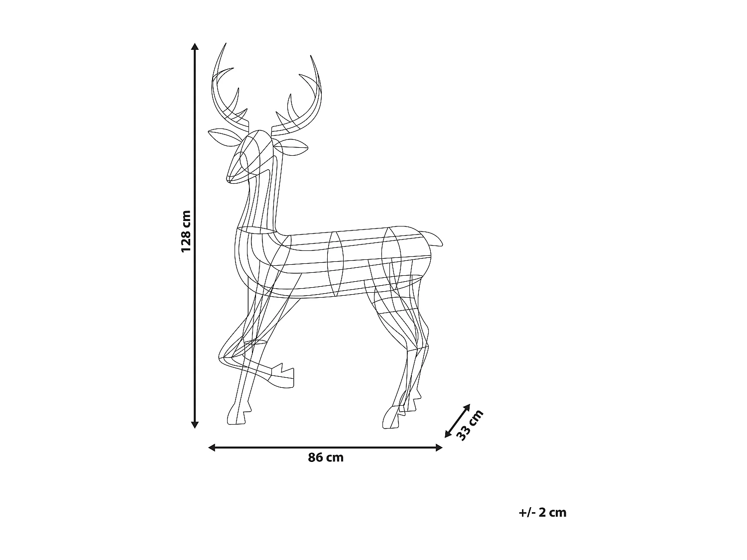 Decorazione da esterno con luci LED cervo 128 cm nero MAHLATTI