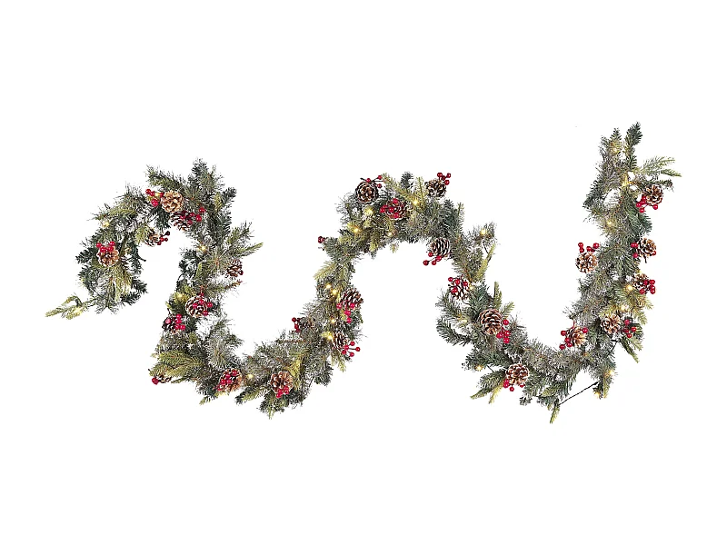 Künstliche Weihnachtsgirlande mit Beleuchtung Schnee 270 cm Indoor grün Paimio