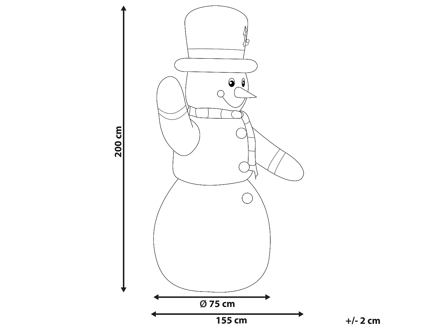 Décoration gonflable pour l'extérieur LED RUKA Bonhomme de neige 200 cm Blanc