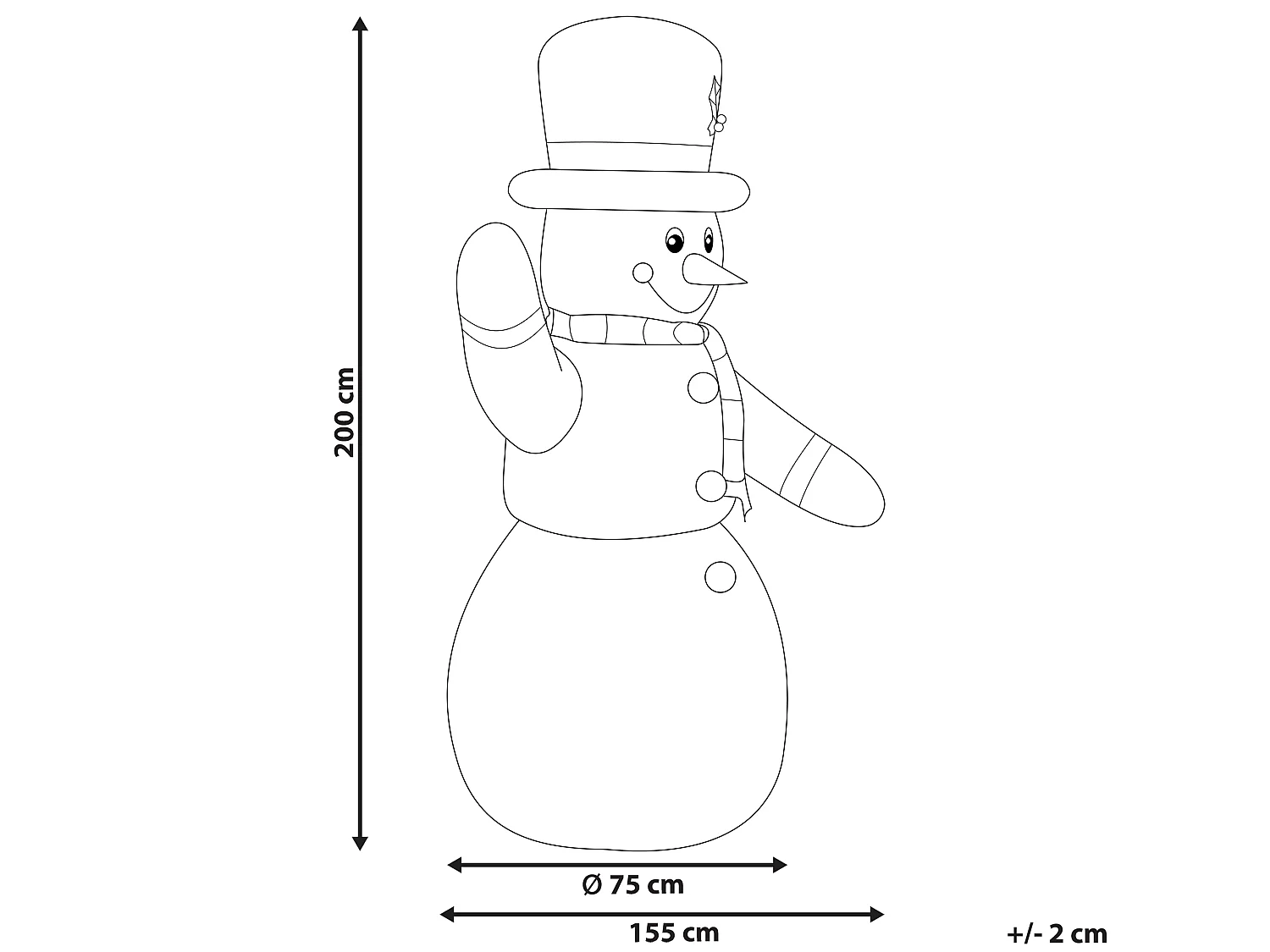 Décoration gonflable pour l'extérieur LED RUKA Bonhomme de neige 200 cm Blanc