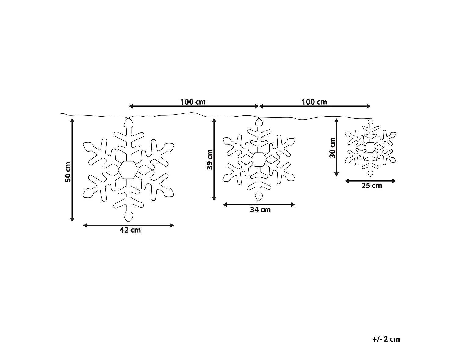 Décoration suspendue pour l'extérieur LED LOHELA Flocon de neige 30/39/50 cm Argenté
