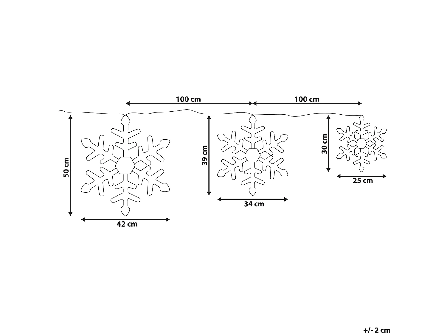 Set di 3 decorazioni da appendere fiocco di neve LOHELA Metallo 30/39/50 cm Argento