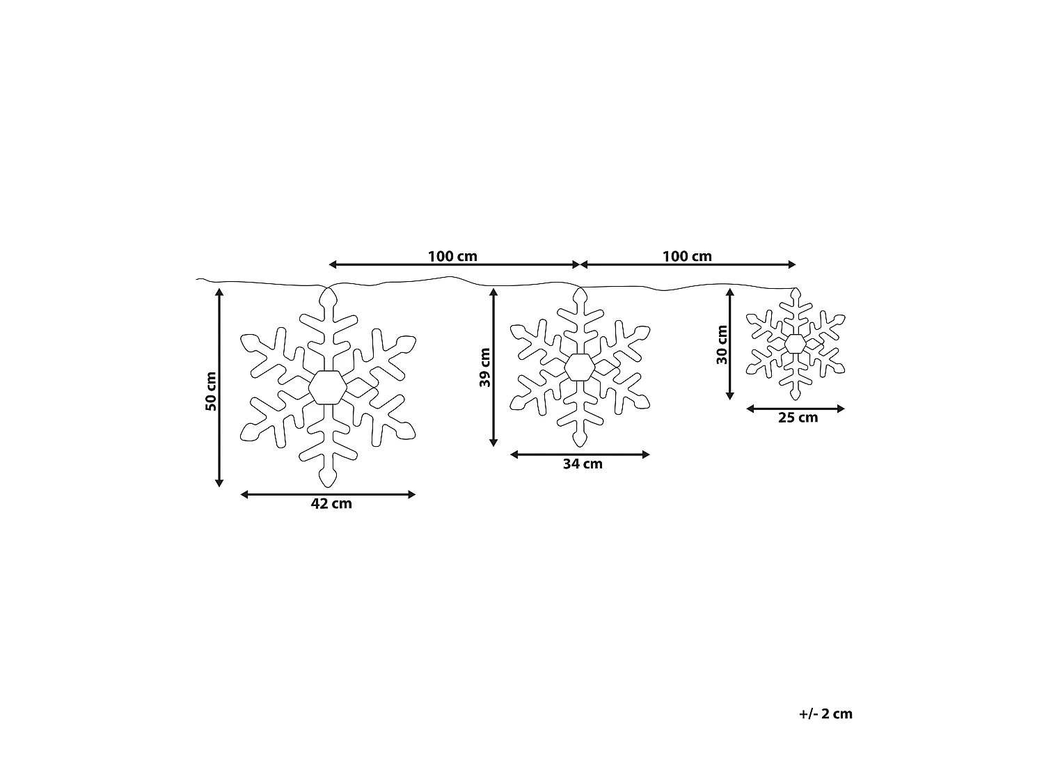 Décoration suspendue pour l'extérieur LED LOHELA Flocon de neige 30/39/50 cm Argenté