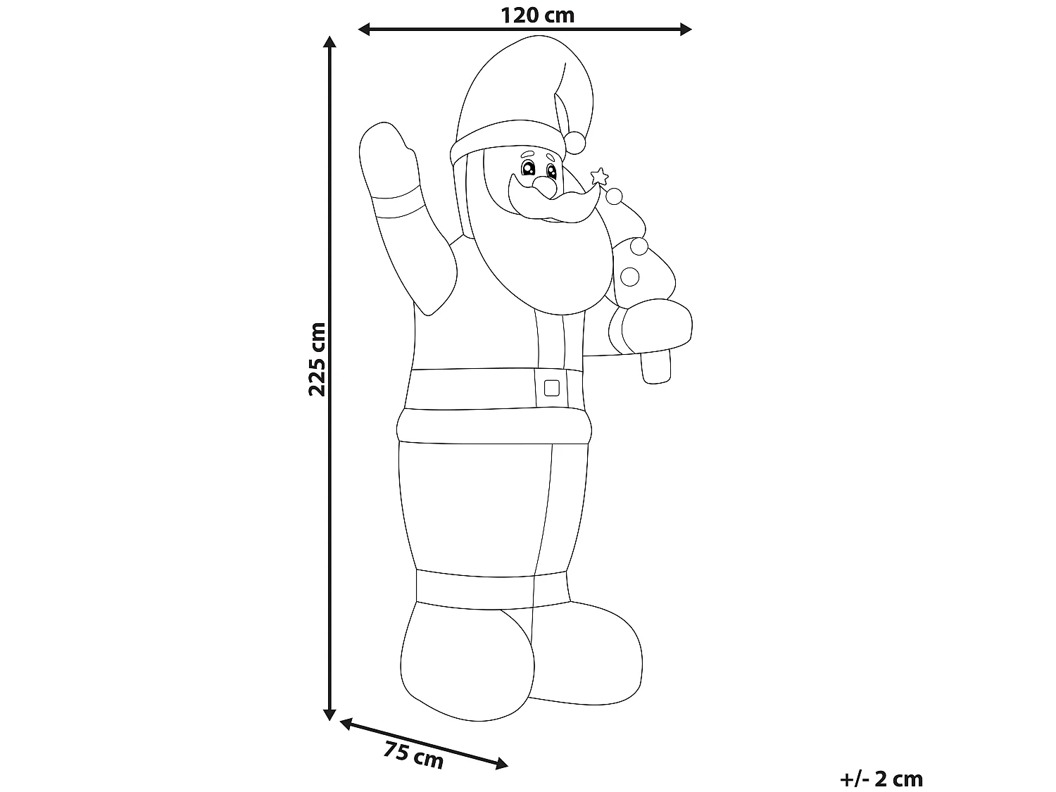 Décoration gonflable pour l'extérieur LED IVALO Père Noël 225 cm Rouge