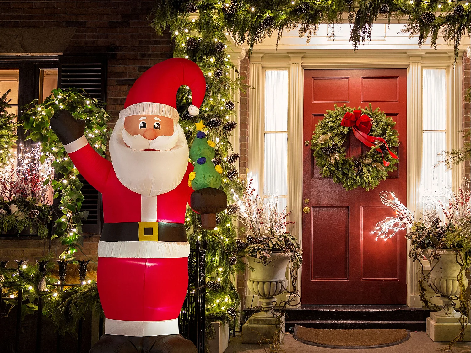 Décoration gonflable pour l'extérieur LED IVALO Père Noël 225 cm Rouge