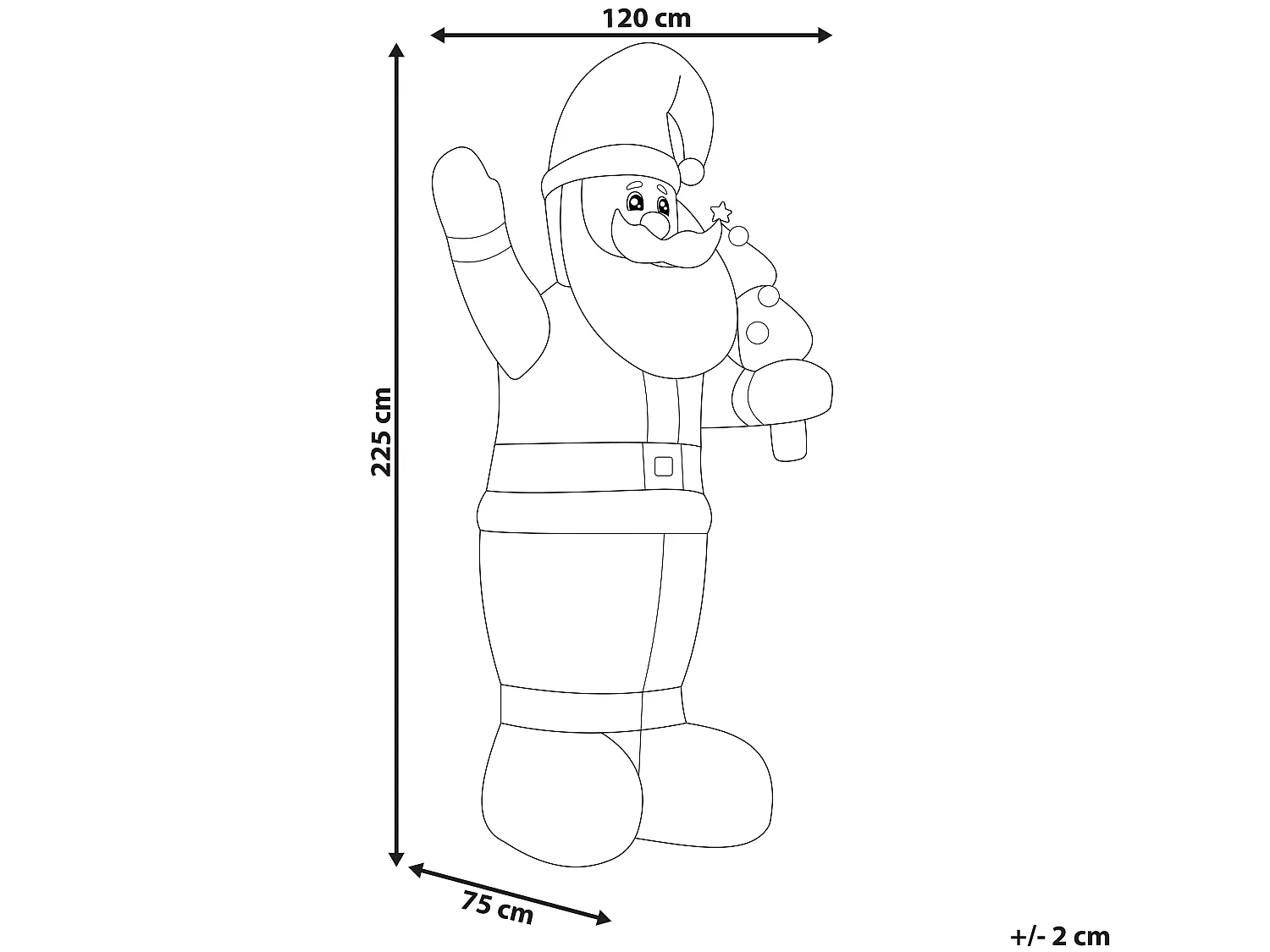 Opblaasbare kerstman LED-verlichting 225 cm IVALO