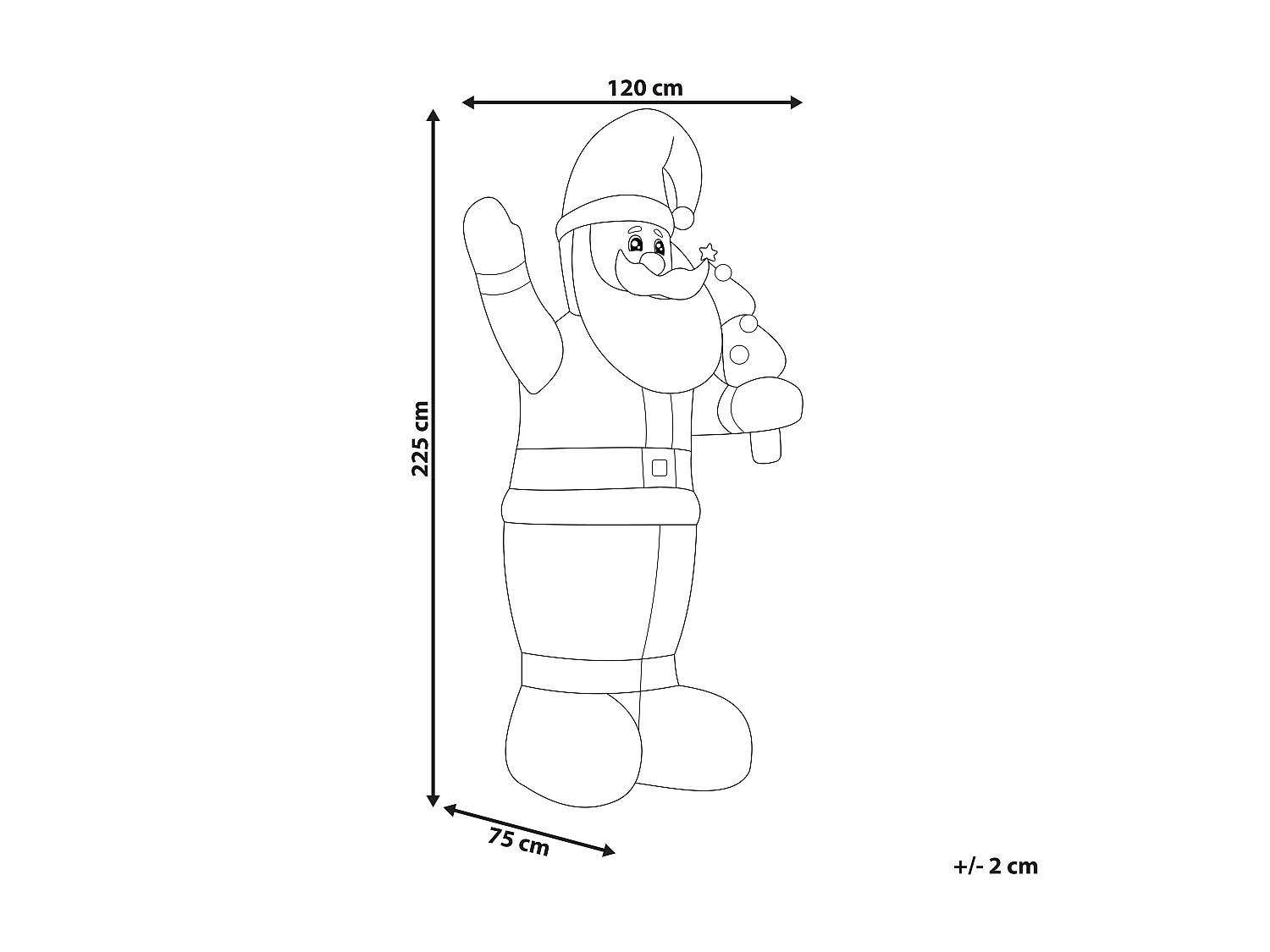 Décoration gonflable pour l'extérieur LED IVALO Père Noël 225 cm Rouge