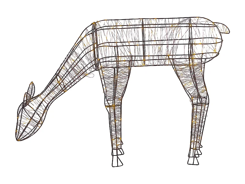Outdoor Weihnachtsbeleuchtung LED Metall Rentierform mit Kabel schwarz Naruska