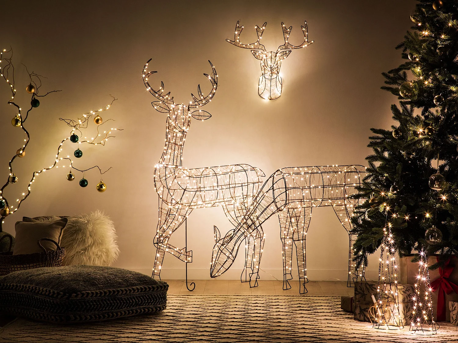 Décoration extérieure LED NARUSKA Renne 70 cm Noir
