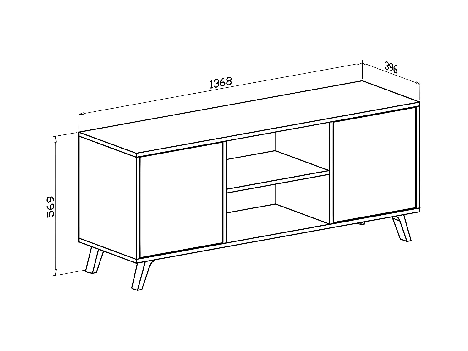 Mueble TV 140 Modelo WIND, color estructura Gris Antracita, color puertas Roble, 137x40x57cm