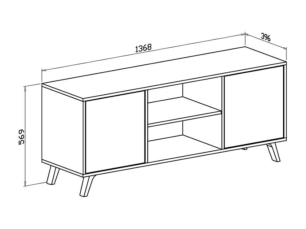 Mueble TV 140 Modelo WIND, color estructura Gris Antracita, color puertas Roble, 137x40x57cm